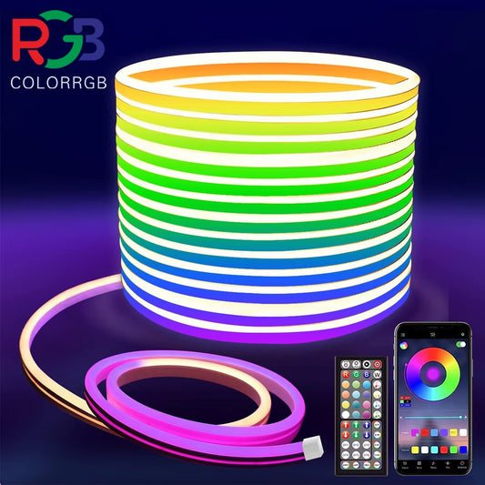Neon Rope Lights,Flexible Led Rope Lights Control with App/Remote,Multiple Modes Rope Lights,Ip65 Outdoor RGB Led Neon Lights Wa